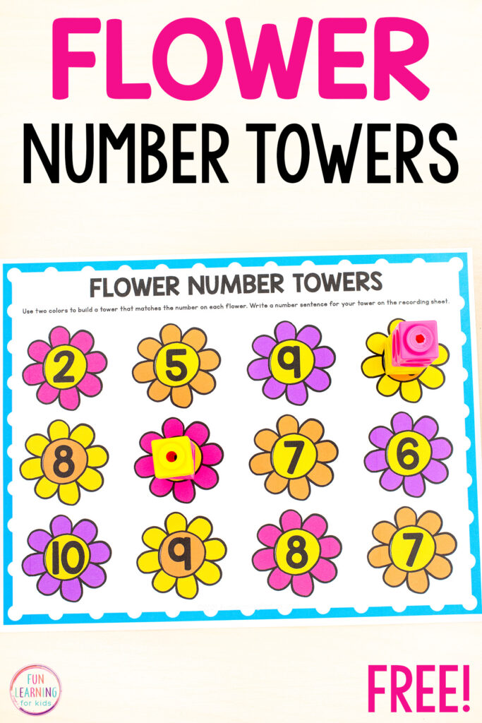 Free flower number sense activity for students to learn to count and practice number composition and making number sentences.