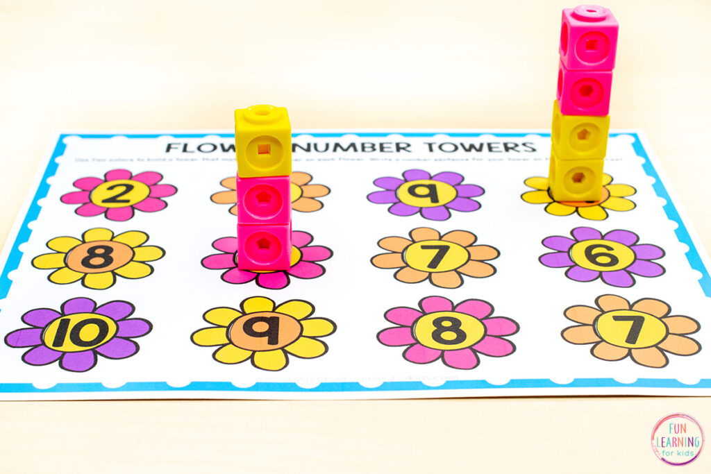 Free printable number sense activity for your spring flowers theme.