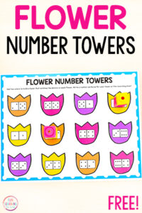 Flower number sense activity for kids.