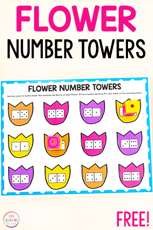 Flower Number Towers Free Printable Math Activity