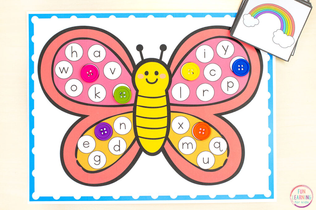 A fun butterfly alphabet activity for learning letter sounds and letter identification.