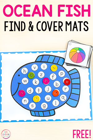 Fish Find and Cover Free Printable Beginning Sounds Letter Mats