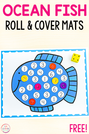 Fish Roll and Cover Number Mats Free Printable