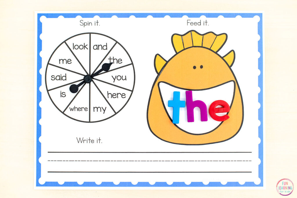 Free fish theme printable word work mats for your ocean lesson plans in kindergarten and first grade.