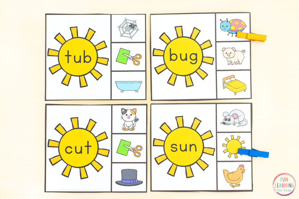 A printable CVC word work activity for practice with reading CVC words while developing fine motor skills.