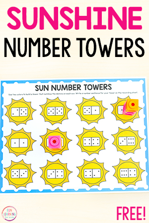 Sun Number Towers Printable Math Activity