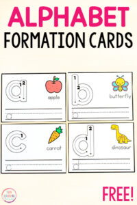 Alphabet letter formation cards for learning to write letters. A fun handwriting activity for kids.