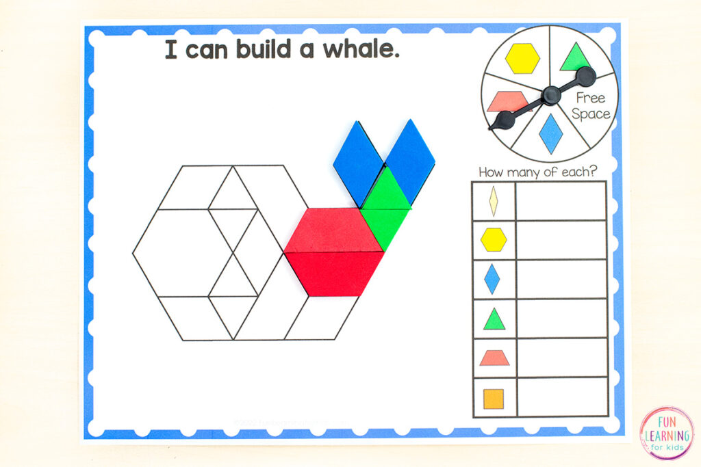 Printable ocean theme pattern block mats for your ocean theme lesson plans in preschool and kindergarten.