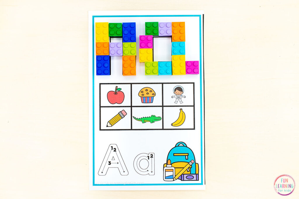 Hands-on alphabet activity mats for kids to learn letters, letter formation, and letter sounds.