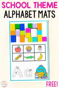Fun back to school theme alphabet activity mats for kids.