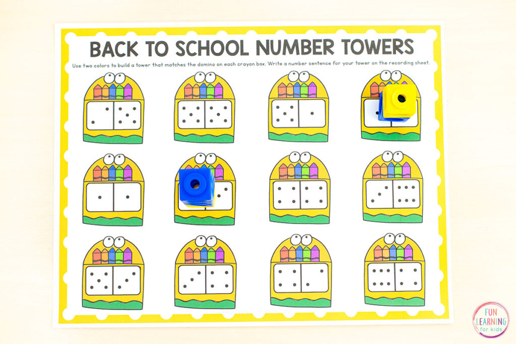 Free printable number sense math activity for your back to school math centers in pre-k and kindergarten.