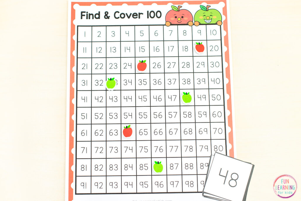 A fun apple theme math activity for kids.