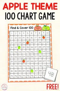 Free printable apple 100 chart and 120 chart math activity for kids.