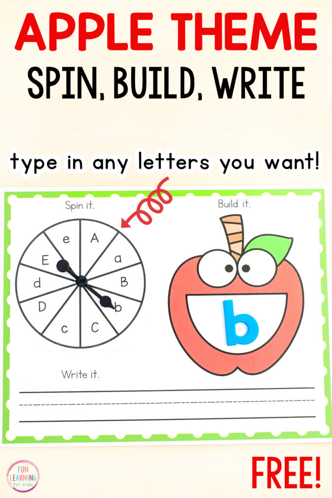 A free printable apple theme alphabet mat activity for learning letter recognition and letter formation in a fun, hands-on way. Perfect for preschool, pre-k and kindergarten.