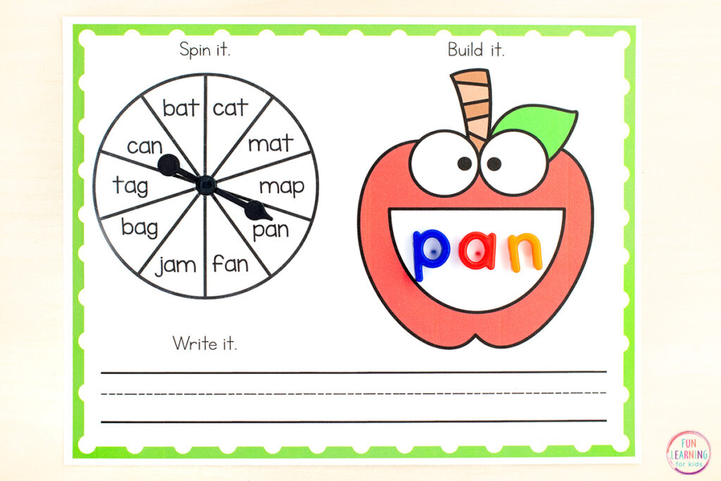 Fun, hands-on word work activity for learning phonics skills and high frequency words in kindergarten and first grade.