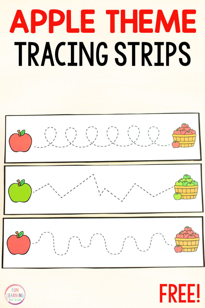 Fine motor pre-writing strips for practice with tracing lines of all kinds to develop writing skills in preschool.