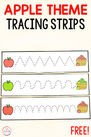 Free Printable Apple Fine Motor Tracing Strips for Pre-Writing Practice