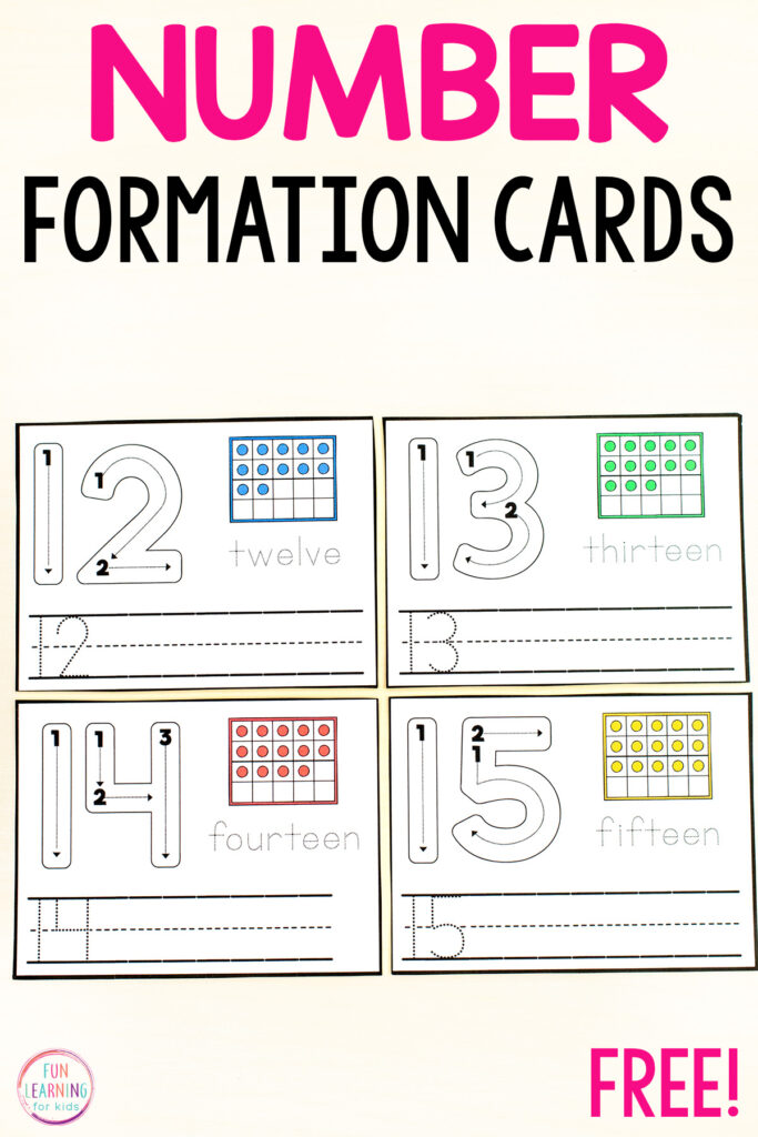 Free number formation cards for learning to write numbers. An engaging handwriting activity for kids.