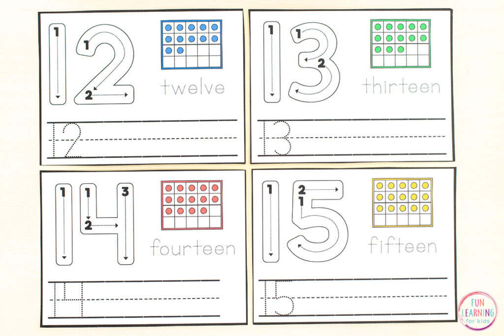 Free printable number formation activity cards for students to practice writing numbers.