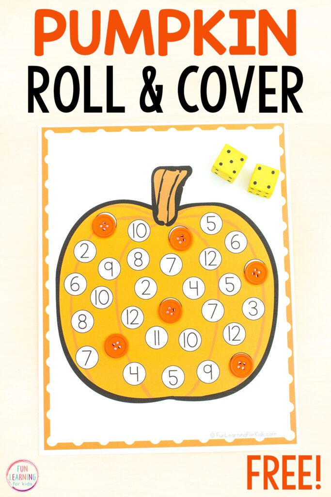 Free printable pumpkin math activity for learning numbers, counting, number composition, addition and more!