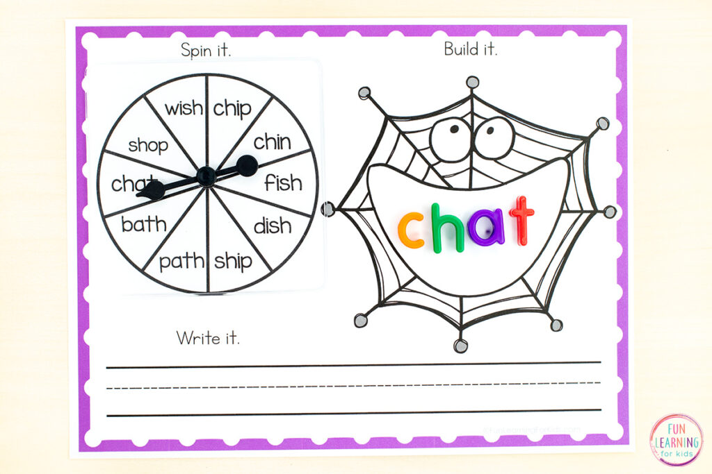 Grab this free printable spider theme activity for your Halloween literacy centers and small groups!