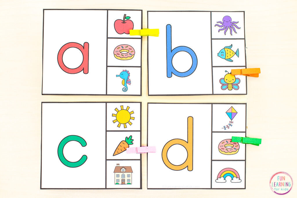 A fun, hands-on printable alphabet activity for for kids to learn beginning letter sounds and letter identification. 