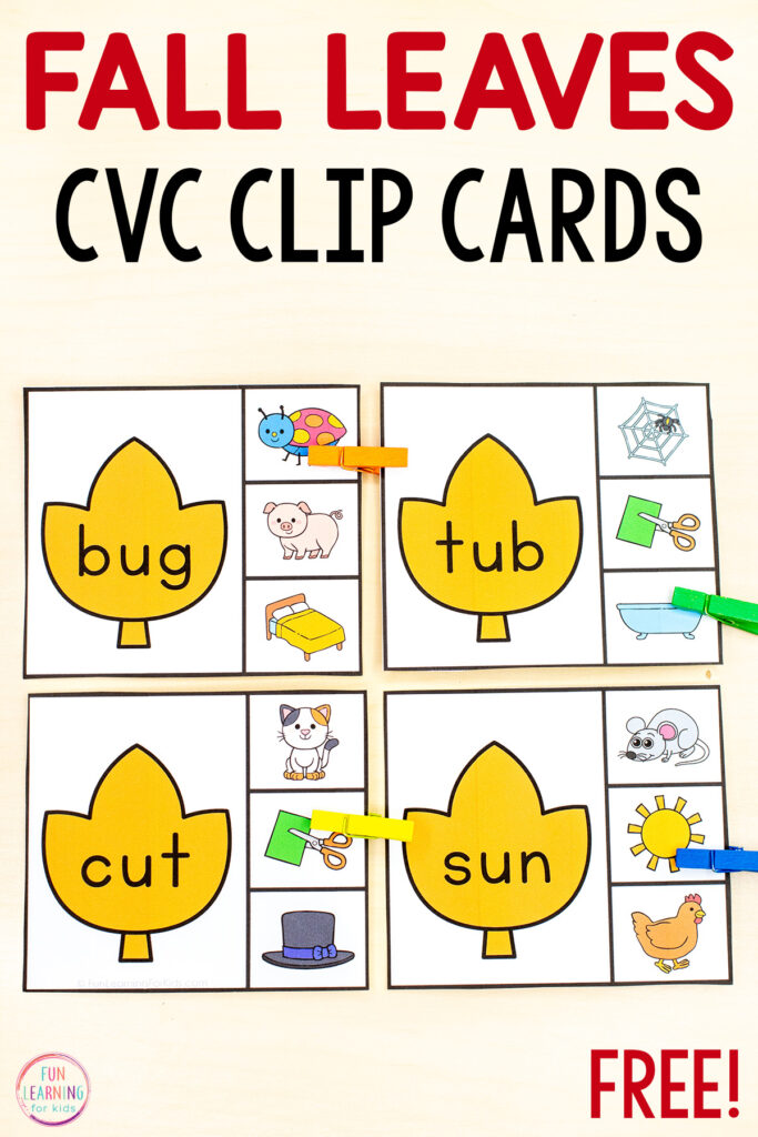 A fun, hands-on fall theme CVC words reading activity for your fall literacy centers in kindergarten or first grade. 