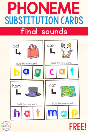 Printable Ending Sounds Phoneme Substitution Cards
