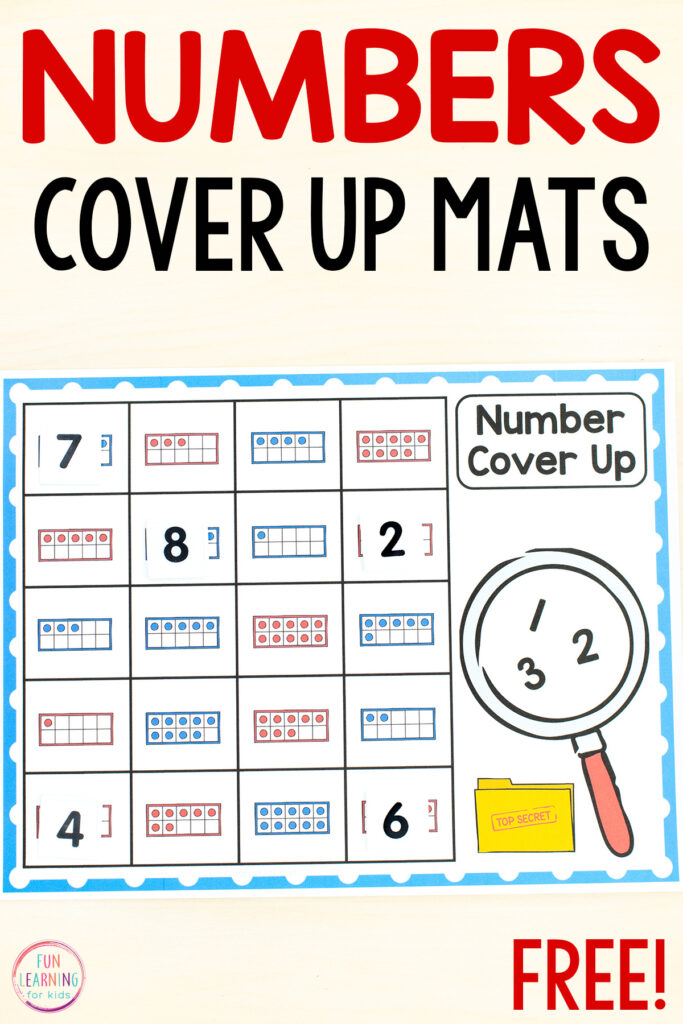 Free printable number cover up mats math activity for preschool and kindergarten math centers.
