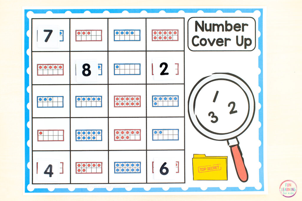 Free number sense math activity for kids in preschool and kindergarten.