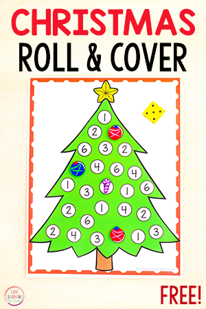 Christmas Tree Roll and Cover Number Printable Mats