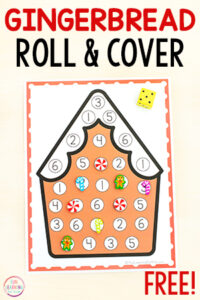 Free printable gingerbread roll and cover the number mats for kids in preschool, pre-k and kindergarten.