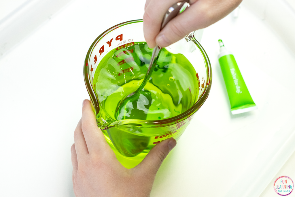 Stir in the food coloring into the water.