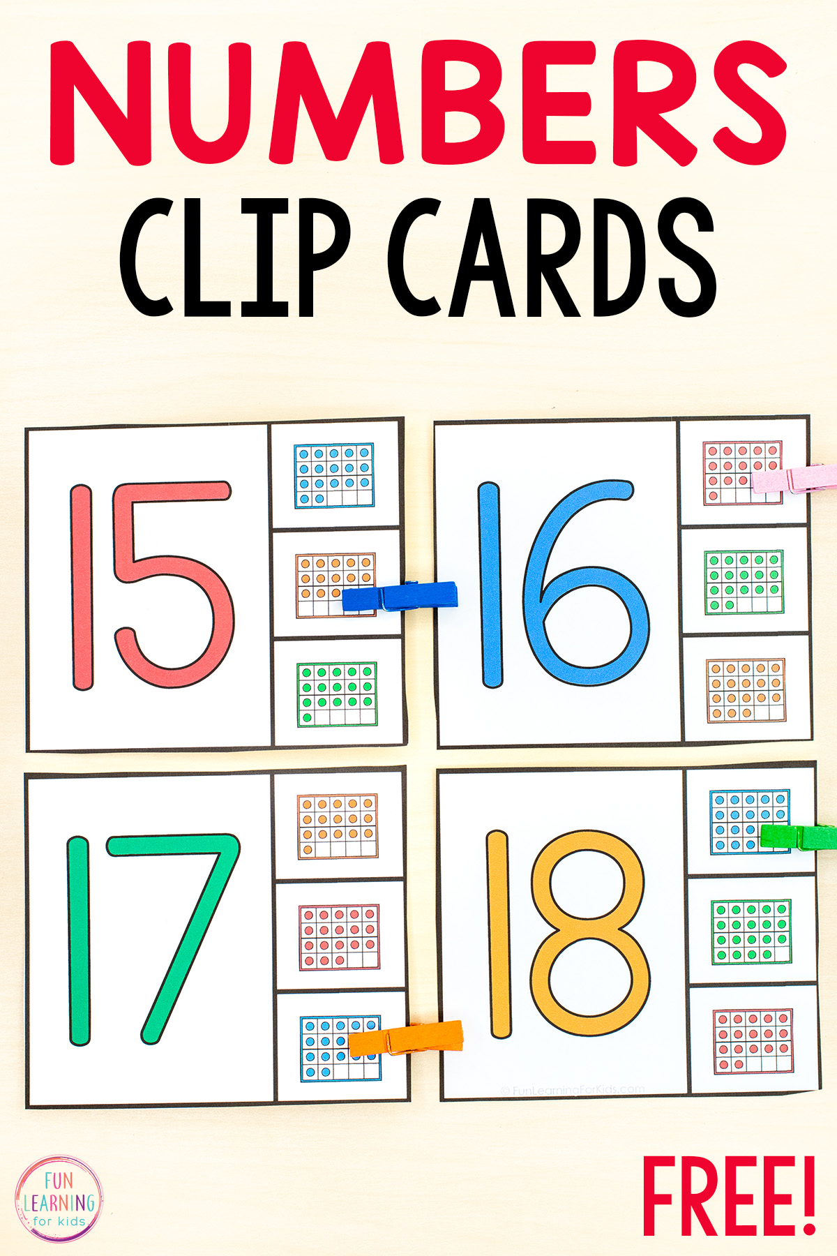 Free Printable Number Matching Clip Cards Free Printable Number Matching Clip Cards