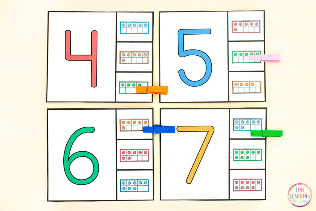 Number Matching Clip Cards