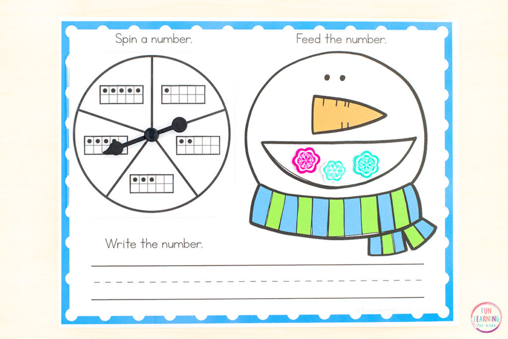 Snowman free printable math activity for kids in preschool and kindergarten.