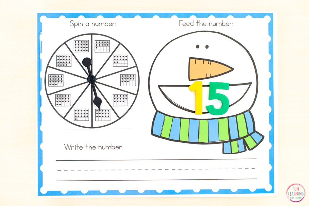 Printable snowman math activity for kids.