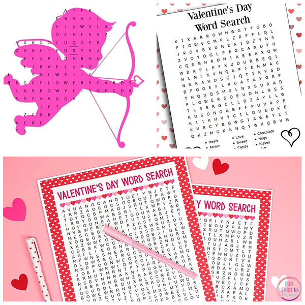 Valentine's Day Word Search Games for Kids