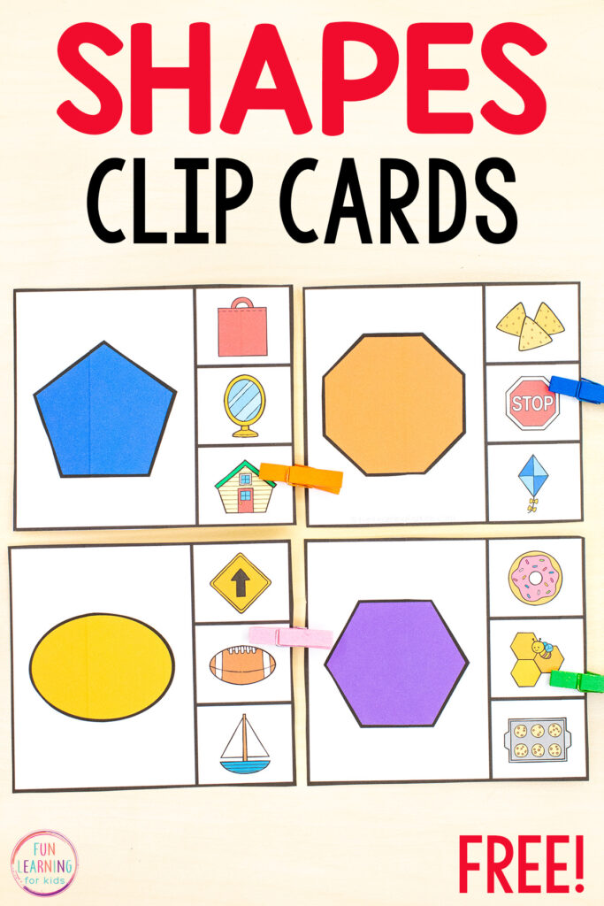 Free printable shapes activity for kids in preschool, pre-k and kindergarten. Perfect for math centers!