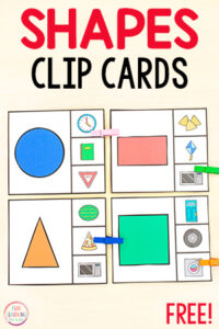 A fun 2D shapes math activity for learning shapes in preschool, pre-k and kindergarten.