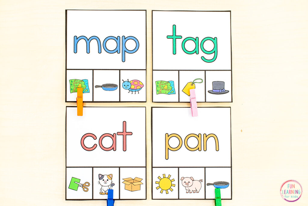 A fun CVC word work phonics activity for learning to sound out and blend sounds in CVC words.