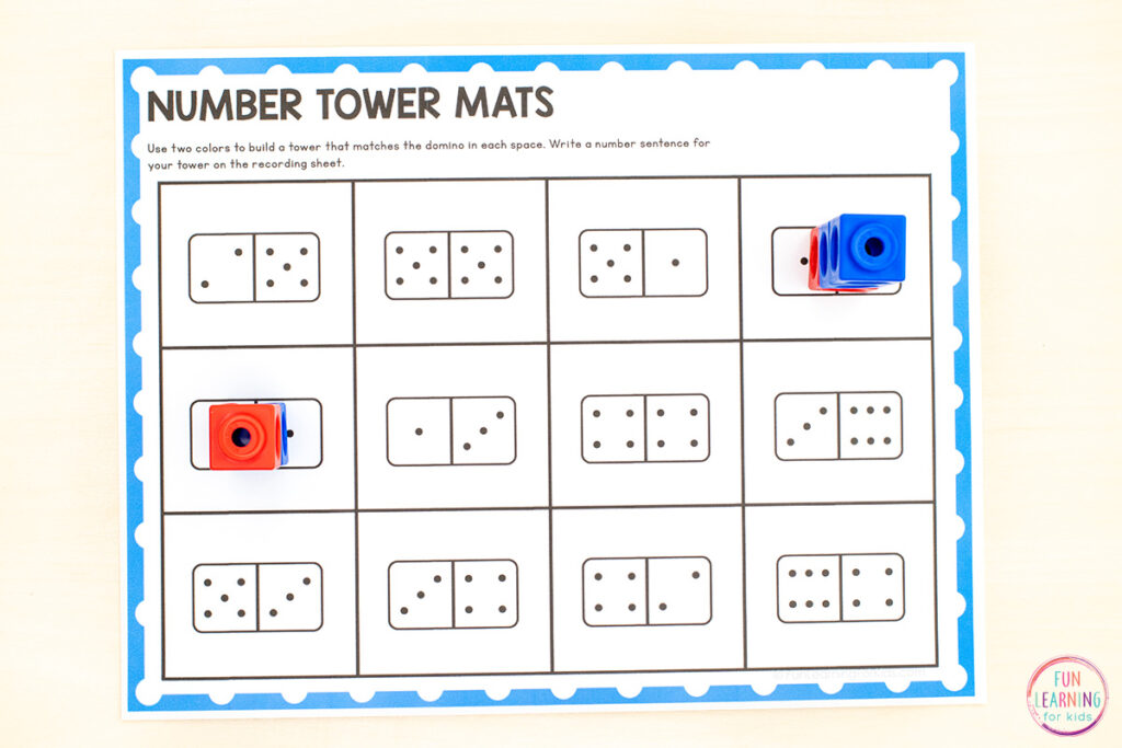 Free printable math number sense activity for kids to practice composing numbers to ten and writing equations to match.