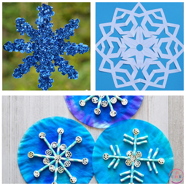Winter snow and snowflake arts and crafts ideas.