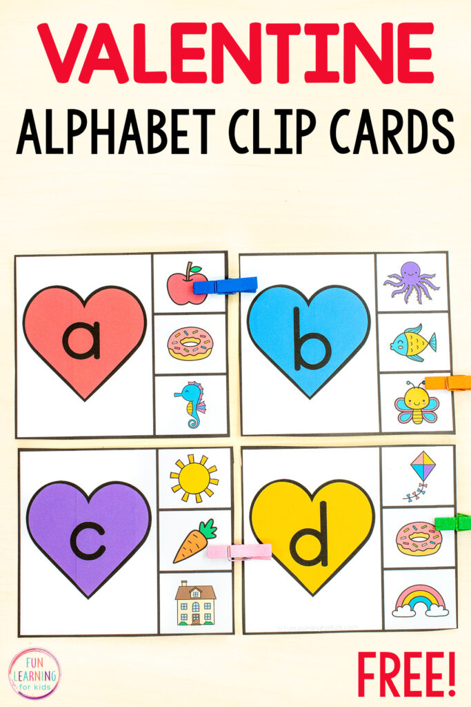 Free printable Valentine's Day alphabet activity and beginning letter sounds activity for kids in preschool, kindergarten and first grade. 