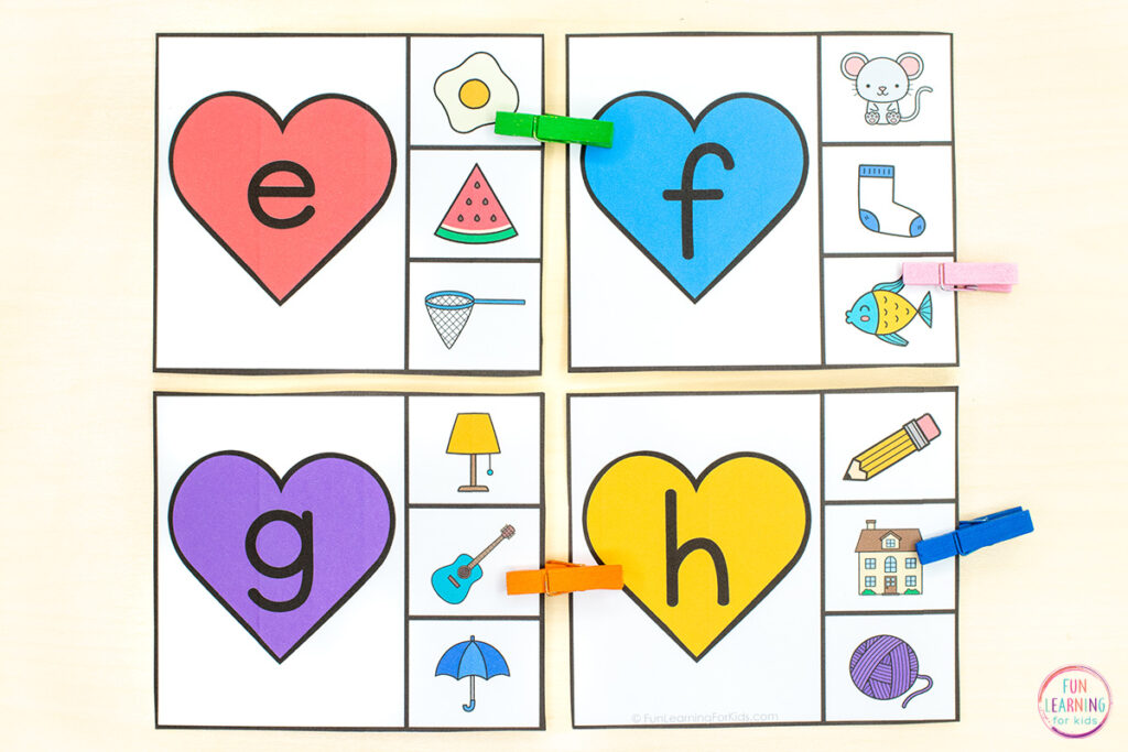 A hands-on Valentine's Day alphabet activity for practice with letter recognition and beginning letter sounds isolation. 