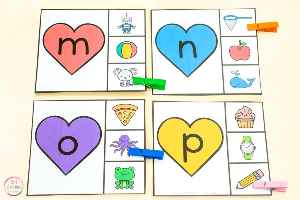 Free printable Valentine's Day theme alphabet activity for kids.