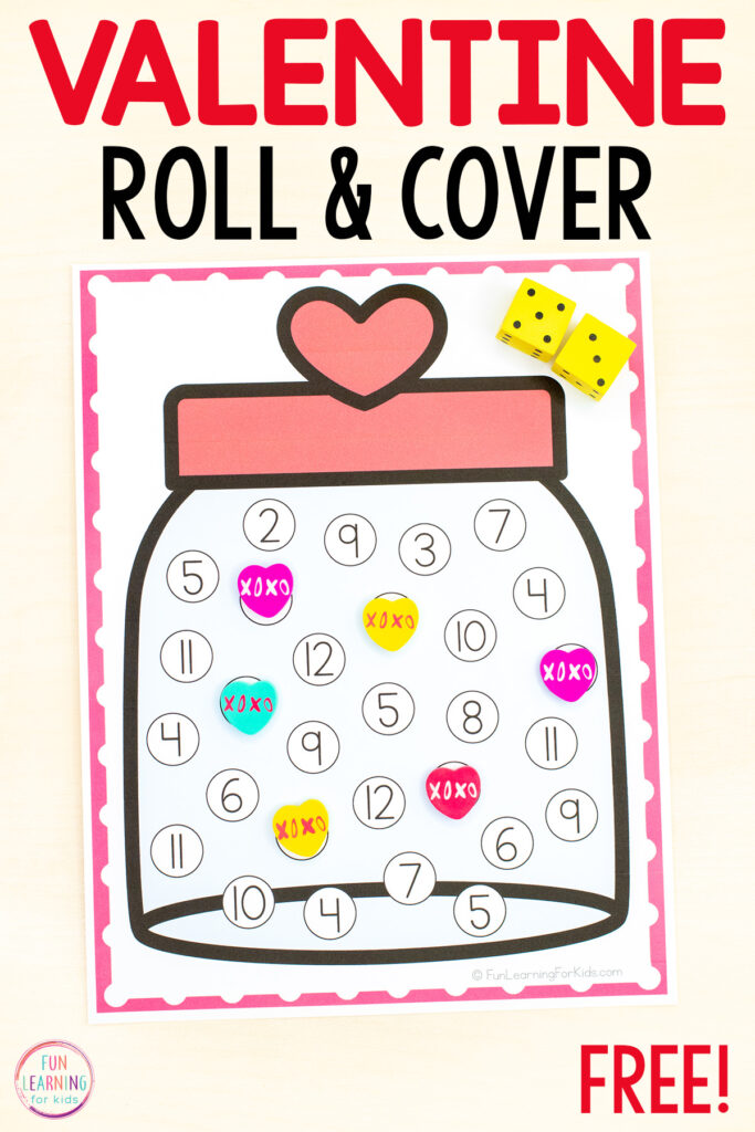 Free printable Valentine's Day math centers activity for preschool and kindergarten. A fun way to practice number recognition and counting!
