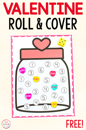 Valentine’s Day Roll and Cover the Number Free Printable