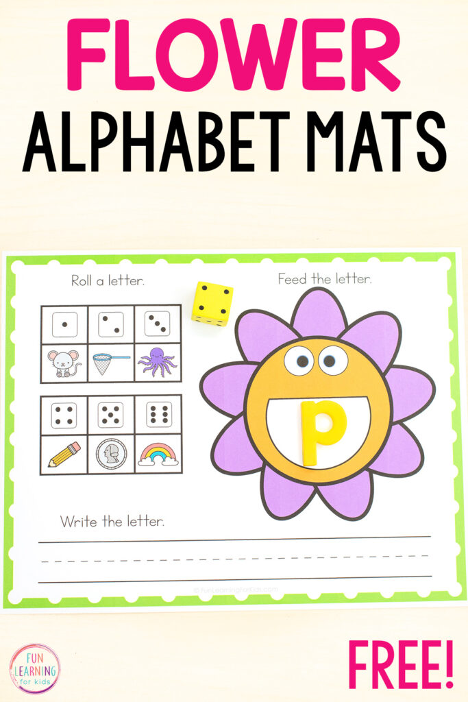 Free printable flower alphabet activity for kids in pre-k and kindergarten. Add to your spring alphabet or literacy centers.