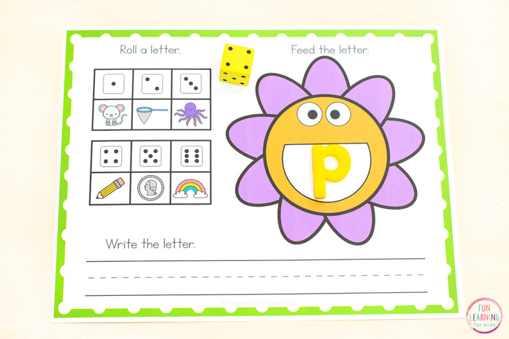 Flower alphabet mats for spring alphabet learning.